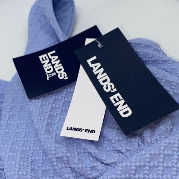 Lands' End Women's Grecian One-Piece Swimsuit with Shirring Detail Blue Size XS - Picture 3 of 11